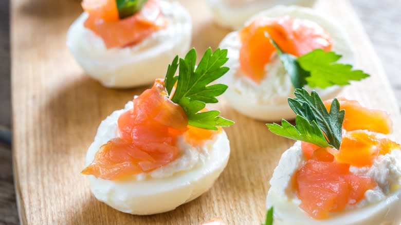 Deviled eggs with smoked salmon