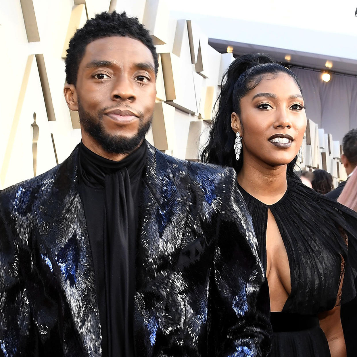 Chadwick Boseman and Taylor Simone Ledward (Kevork Djansezian / Getty Images)