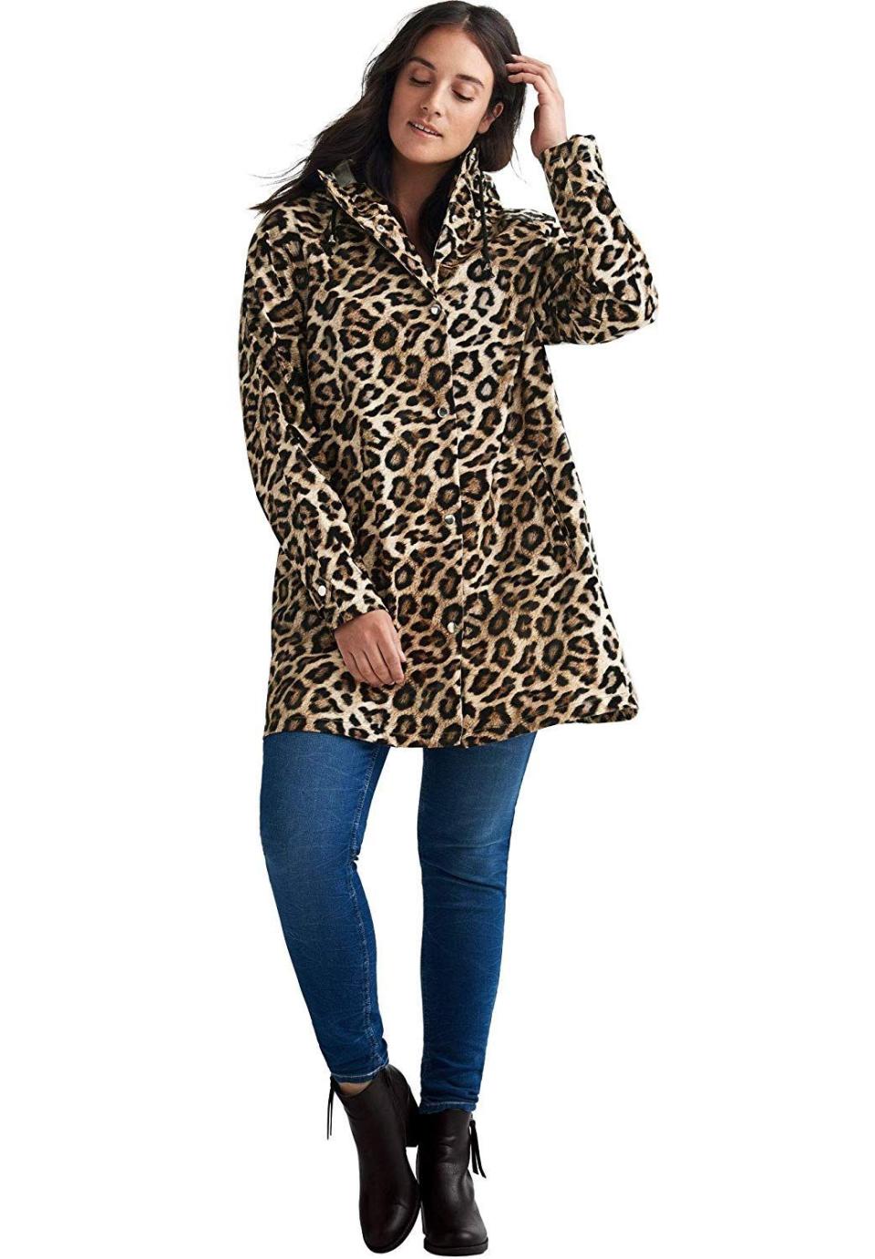 Animal Print Hooded Raincoat