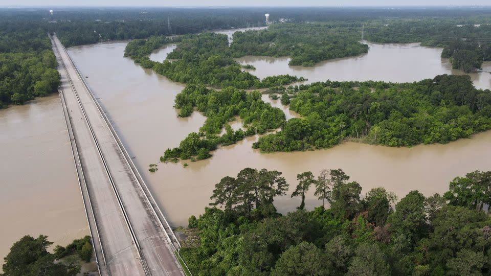 The bridge over Lake Houston, along West Lake Houston Parkway from Kingwood to Atascocita, was closed due to high water on Saturday in Kingwood, Texas. - Jason Fochtman/Houston Chronicle/AP