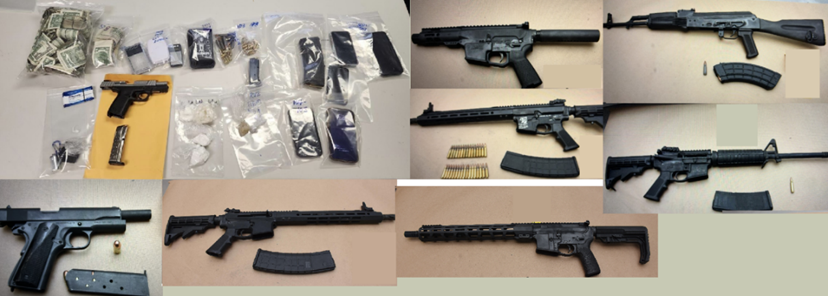 Firearms, cocaine and money found in a home in the 200 block of Alpin Street during the service of a search warrant Wednesday, Feb. 21, 2024.