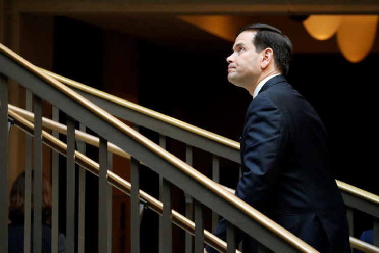 Sen. Marco Rubio, R-Fla., departs after a full-Senate briefing by Deputy Attorney General Rod Rosenstein at the Capitol in Washington, D.C., on May 18, 2017. (Photo: Jonathan Ernst/Reuters)