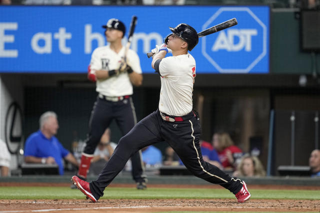 Texas Rangers' Jonah Heim runs the bases after a solo home run in the fifth  inning against the Toronto Blue Jays in a baseball game, Sunday, June 18,  2023, in Arlington, Texas. (