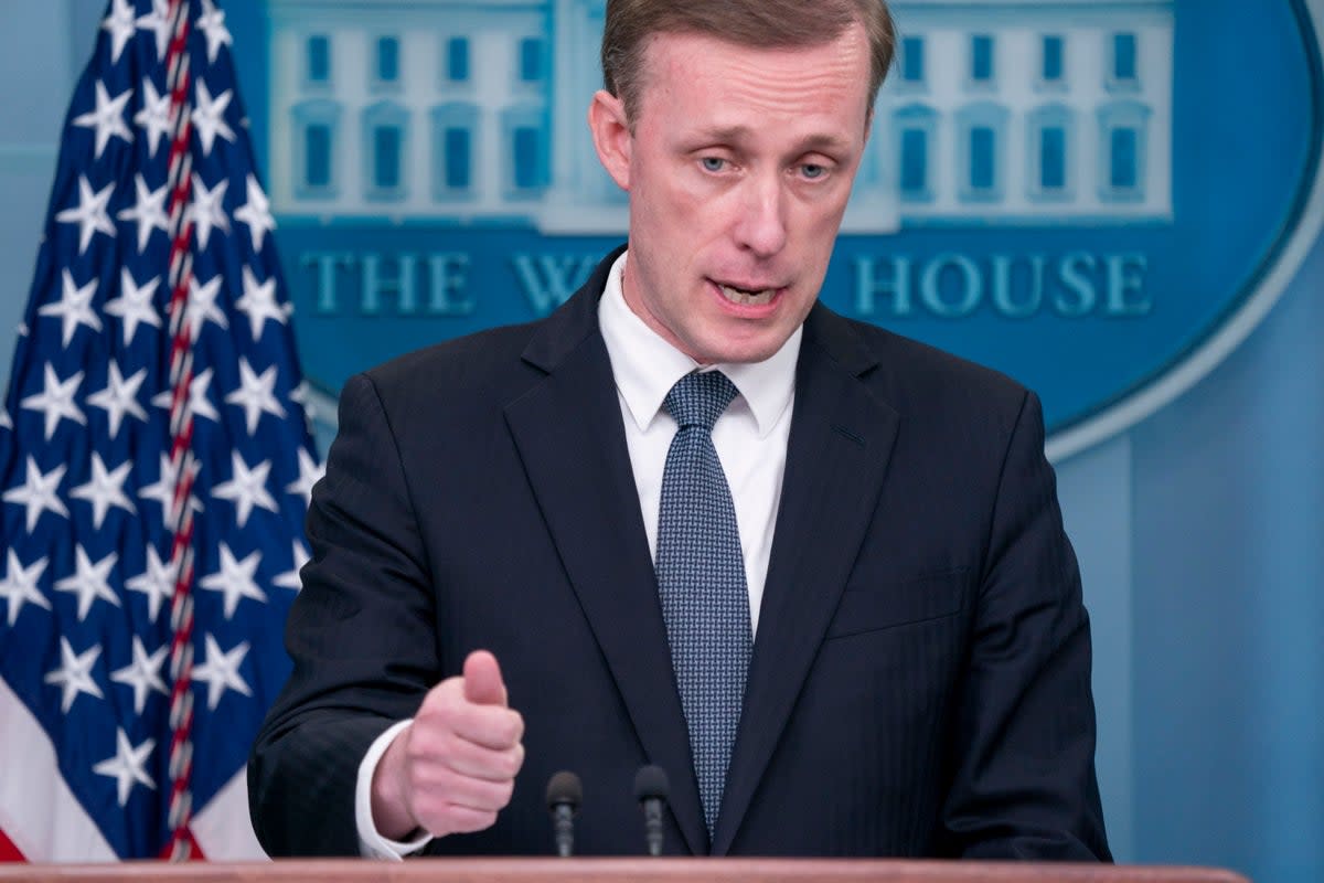 National Security Advisor Jake Sullivan responds to a question from the news media during the daily press briefing at the White House in Washington, DC, USA, 07 July 2023 (EPA)