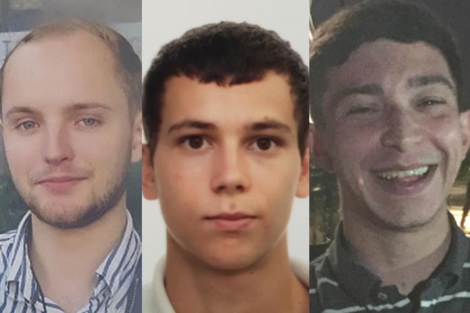 Victims: Harrison Scott-Hood, aged 23, from Muswell Hill, Alberto Fresneda Carrasco, 19, from Hampstead and Jack Gilbert, 23 (British Transport Police)