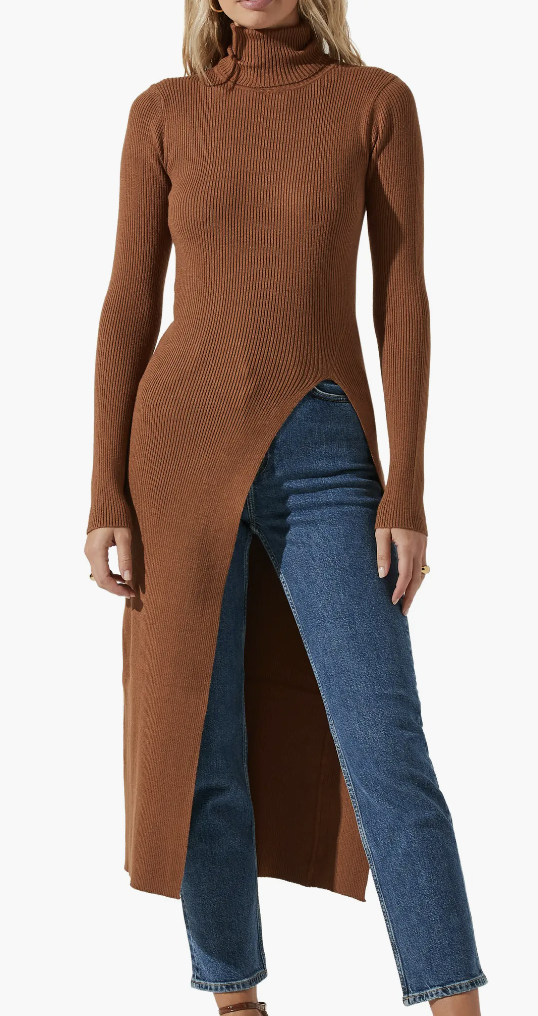 ASTR the Label High Slit Turtleneck Sweater