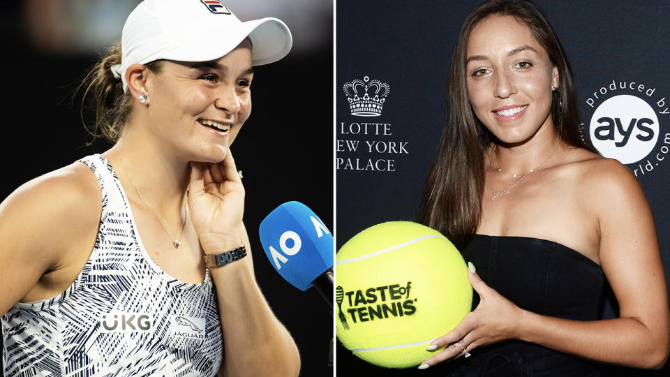 Ash Barty and Jessica Pegula, pictured here in Melbourne.