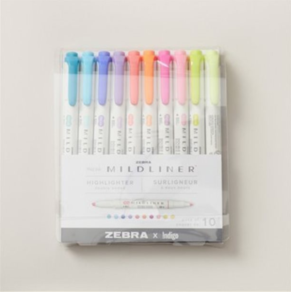 Zebra Mildliner Highlighter Assorted 10-Pack. Image via Indigo.