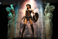 <p><a rel="nofollow" href="https://www.yahoo.com/movies/tagged/wonder-woman" data-ylk="slk:Wonder Woman;elm:context_link;itc:0;sec:content-canvas" class="link ">Wonder Woman</a> in full costume stands proud to greet visitors at the opening of her new <a rel="nofollow noopener" href="https://www.wbstudiotour.com/dc-universe-exhibit" target="_blank" data-ylk="slk:Warner Bros. Studios’ exhibit;elm:context_link;itc:0;sec:content-canvas" class="link ">Warner Bros. Studios’ exhibit </a>in Burbank. (Photo: Jacob Kramer/Yahoo Movies) </p>