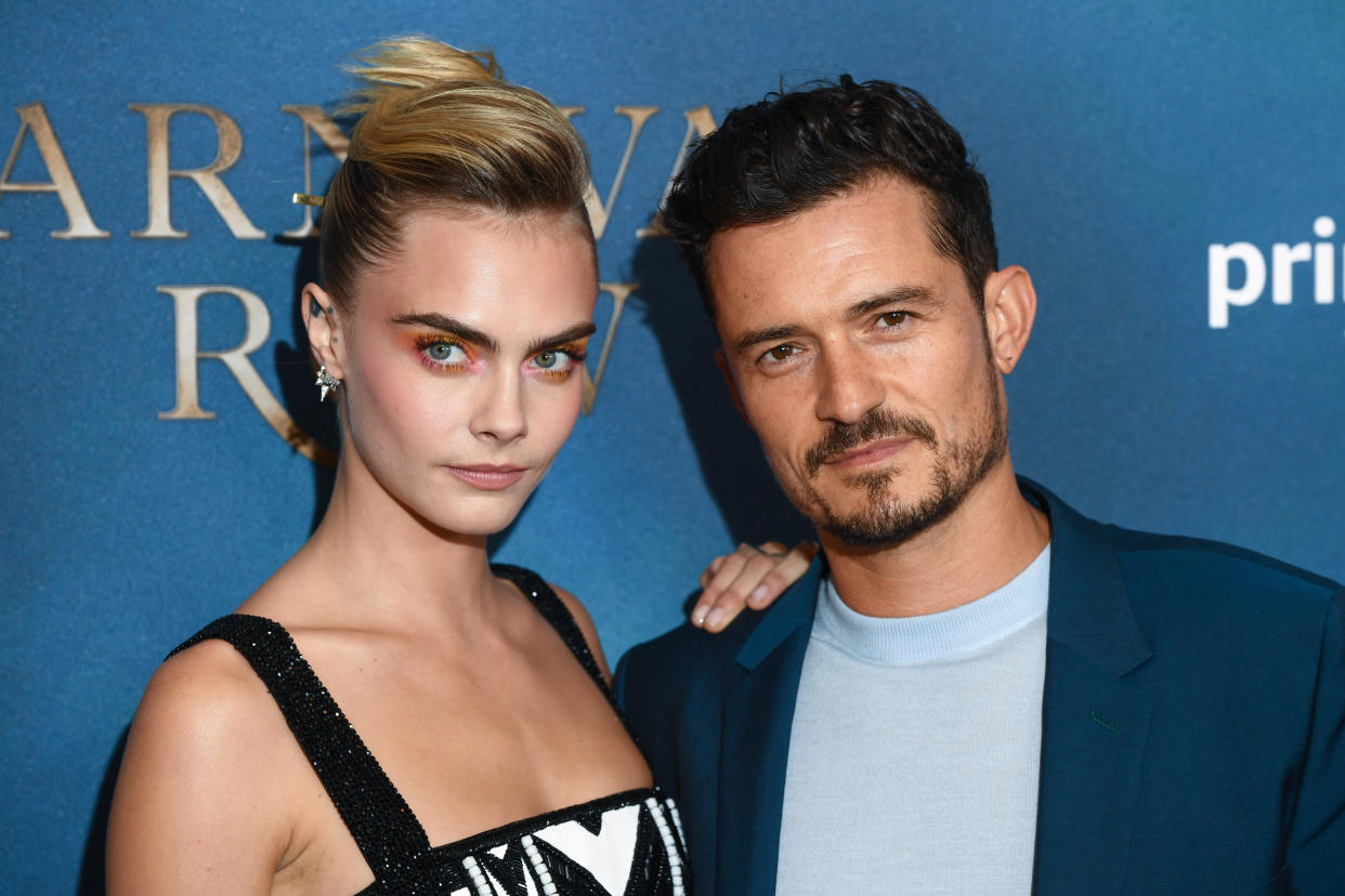 LONDON, ENGLAND - AUGUST 28:  Orlando Bloom and Cara Delevingne attend the Amazon Original series "Carnival Row" London Screening at The Ham Yard Hotel on August 28, 2019 in London, England. (Photo by Gareth Cattermole/Getty Images)