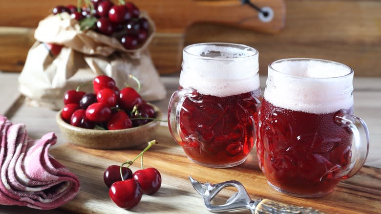 Cherry beer and whole cherries