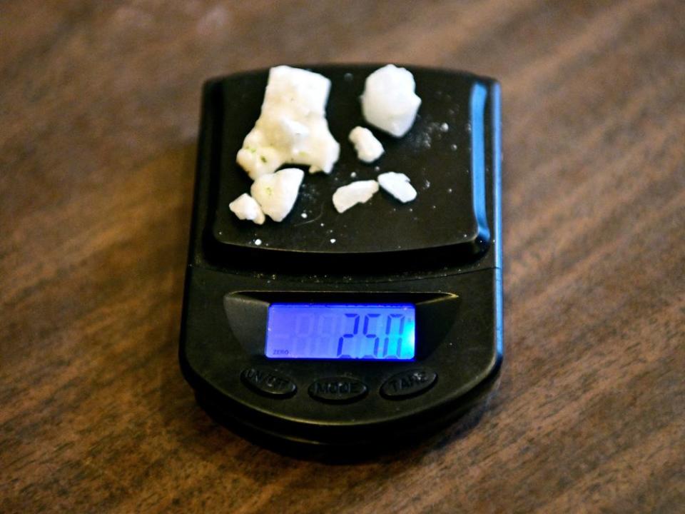  Rock cocaine on a scale in Vancouver.