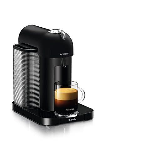 <p><strong>Breville</strong></p><p>amazon.com</p><p><strong>$175.99</strong></p><p>According to our tests, the Nespresso VertuoPlus was one of the <a href="https://www.goodhousekeeping.com/appliances/coffee-maker-reviews/g29069348/best-espresso-machines/" rel="nofollow noopener" target="_blank" data-ylk="slk:best espresso machines;elm:context_link;itc:0;sec:content-canvas" class="link ">best espresso machines</a> to offer the convenience of using pods. It makes a well-rounded brew with frothy crema that was consistent in temperature and volume every time. It also brews other great-tasting single-serve coffee drinks including double espresso, lungo and regular coffee in sizes up to 14 ounces. <strong>Our taste testers were impressed by the smooth and foamy crema that made the coffee taste silky smooth</strong>; one tester didn’t even want to add milk even though that’s how she normally drinks her coffee.</p><p>The coffee maker features a sleek and modern design with a small footprint and our testers found the machine easy to use. Coffee is ready with one touch of a button since the machine reads the barcode on the coffee capsule and brews it accordingly. The Nespresso VertuoPlus only takes large Nespresso capsules, but they come in nearly 30 flavor options. </p>