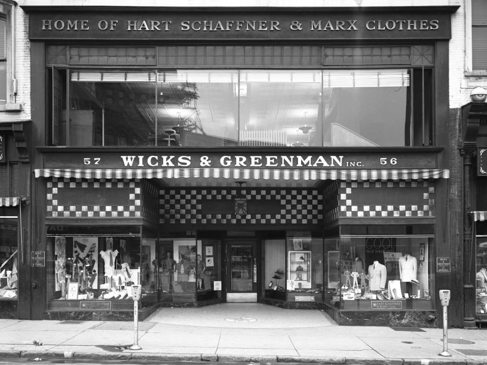 Eventually, Wicks and Greenman moved to the New Hartford Shopping Center, but for many years, it was one of downtown Utica’s most popular men’s clothing store. It was located on Franklin Square and then, in the 1960s, moved to the east side of Genesee Street, just above Bleecker Street (as shown here).