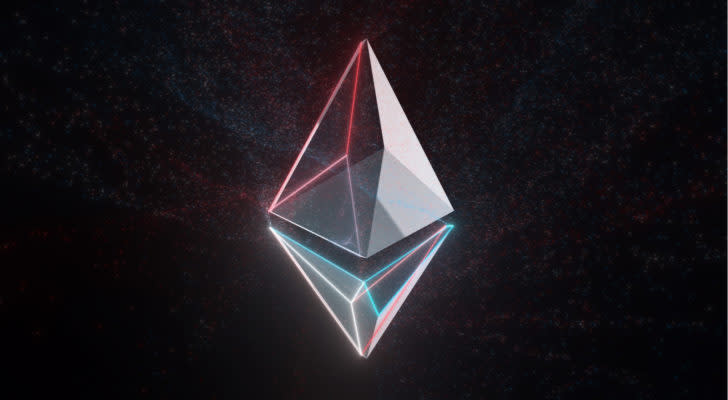 A stylized version of the Ethereum logo. Ethereum Price predictions.