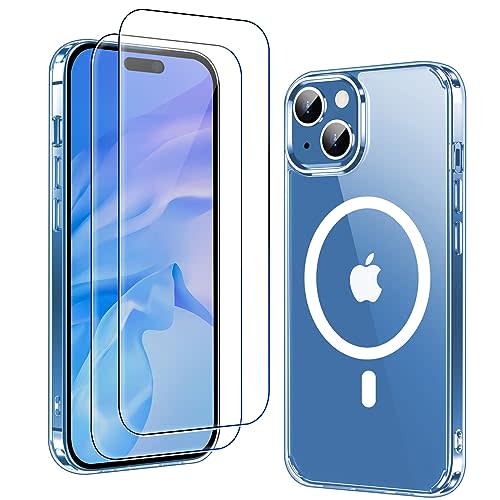 TAURI 5 in 1 for iPhone 15 Pro Max Case Crystal Clear, [Not-Yellowing &  Military Drop Defense] with 2X Tempered Glass Screen Protector + 2X Camera