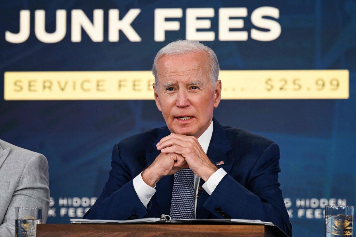 President Joe Biden speaks in the East Room of the White House on Wednesday.