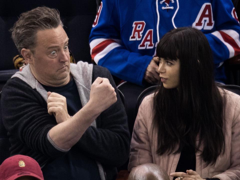 Matthew Perry at a Pittsburgh Penguins vs. New York Rangers game at Madison Square Garden in New York City.