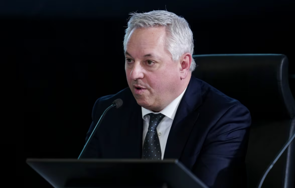 David Vigneault, director of the Canadian Security Intelligence Agency, appears at the Public Inquiry into Foreign Interference in Federal Electoral Processes and Democratic Institutions hearings, in Ottawa on Feb. 1. (Sean Kilpatrick/The Canadian Press)