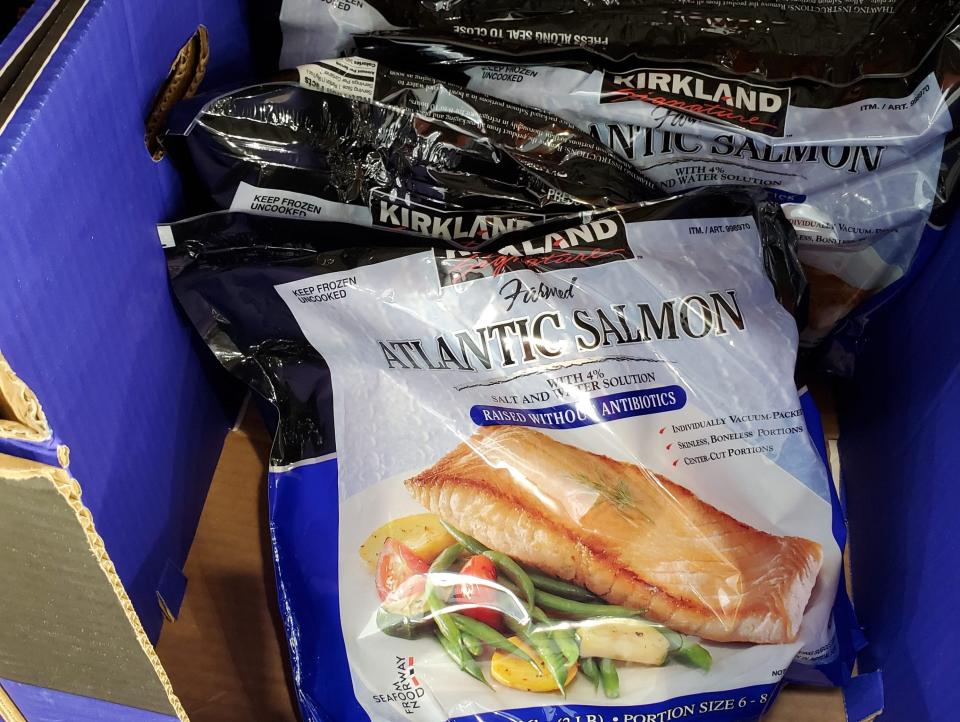 black and white bags of frozen salmon costco