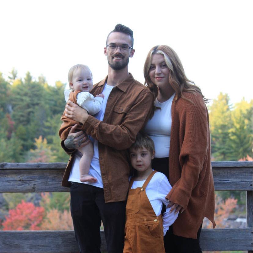 Jennifer Seaward, right, poses with her partner Jaden Laver and children Hudson and Iris-Rose. 