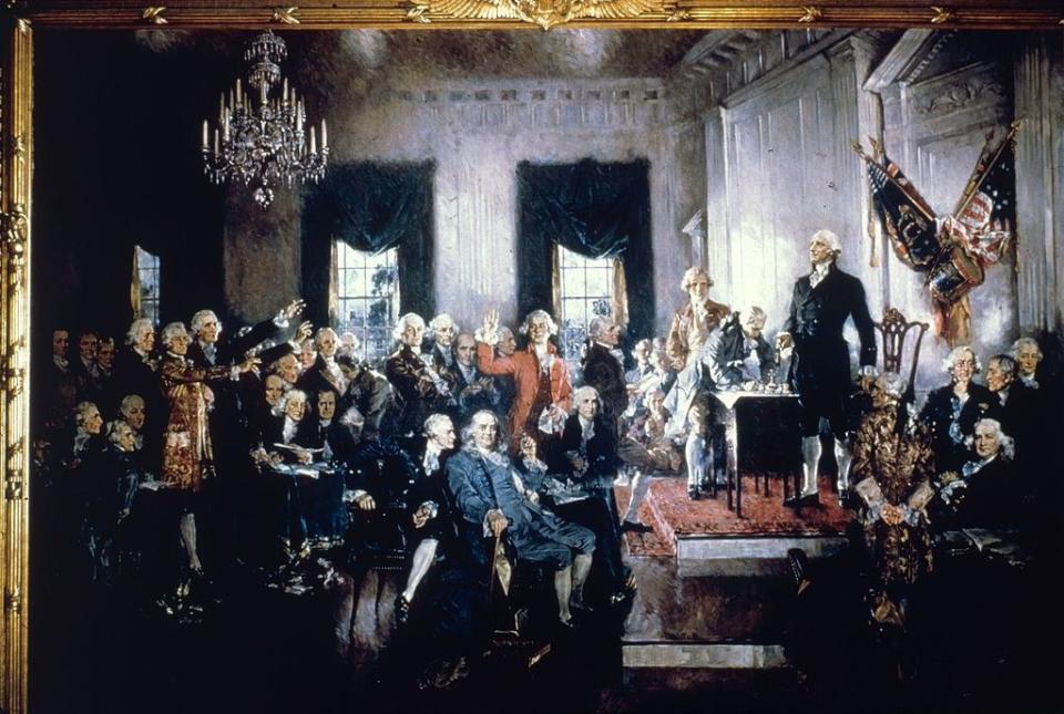1787: Signing of the Constitution of the USA. (Photo by MPI/Getty Images)
