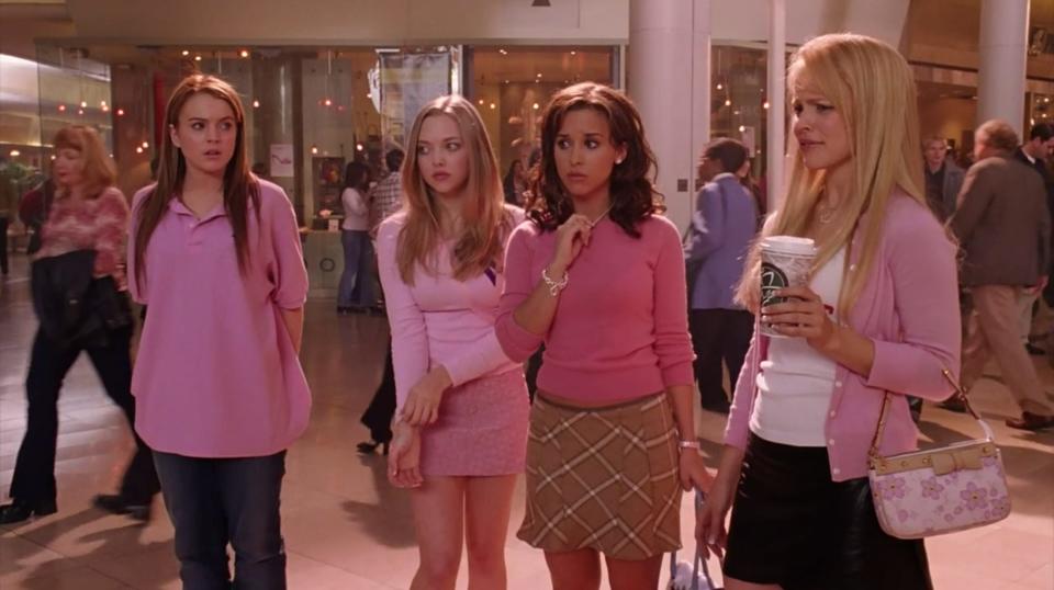 Lindsay Lohan, Amanda Seyfried, Lacey Chabert, and Rachel McAdams in "Mean Girls."