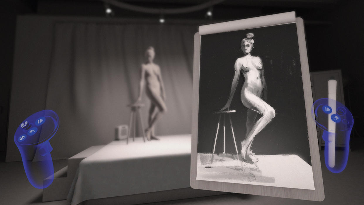  Inside Gesture VR - image of a picture of a naked lady with virtual controls 