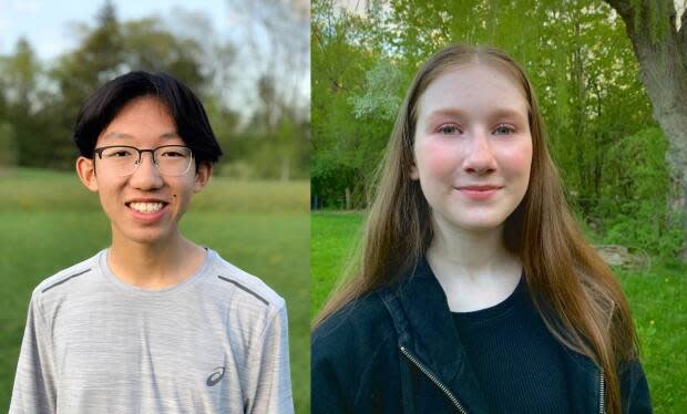 Jason Wong, left, and Hannah Cohen, right, are both seniors a Earl Haig Secondary School who are fighting against the return of quadmesters. They say the learning model negatively affects students' academic performance and mental health. 