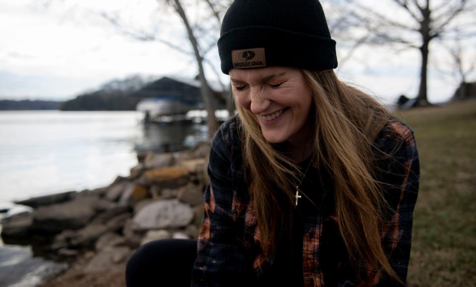 Kasey Tyndall prepares a fishing line at Old Hickory Pier in Old Hickory , Tenn., Friday, Feb. 10, 2023.