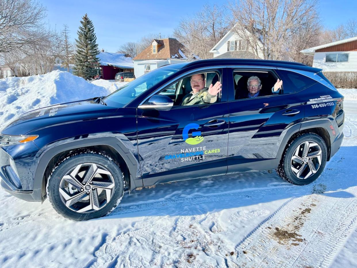 A shuttle service that helps people from Gravelbourg, Sask., get to medical appointments now has a new vehicle thanks to funding in the recent federal budget. (Submitted by Gravelbourg Cares Shuttle Service - image credit)