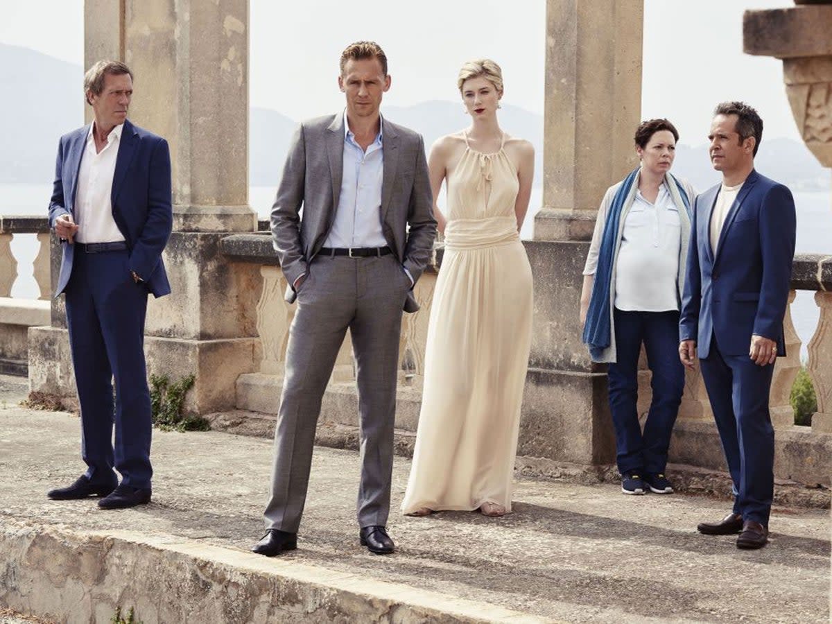 From left: Hugh Laurie, Tom Hiddleston, Elizabeth Debicki, Olivia Colman and Tom Hollander in ‘The Night Manager’ (Mitch Jenkins/BBC)