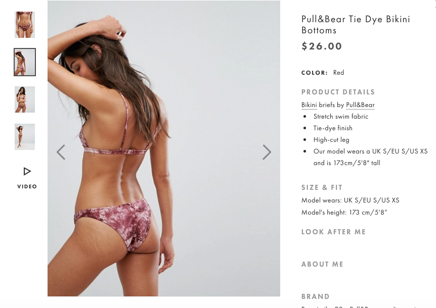 <span class="article-embeddable-caption">A model with stretch marks on the Asos website </span><cite class="article-embeddable-attribution">Source: ASOS</cite>