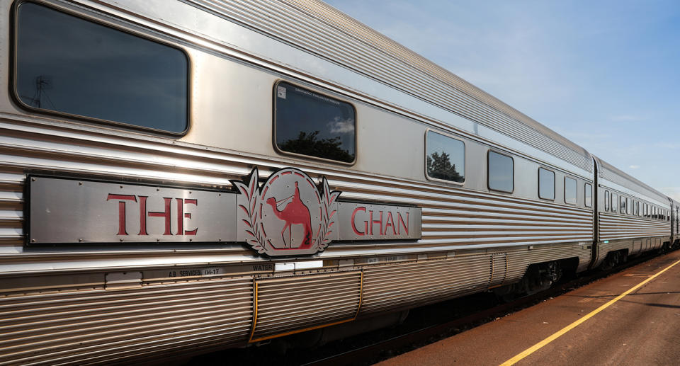 *FILE* The Ghan in Darwin, Wednesday, November 15, 2017. The Ghan train service is marking 90 years of operations with a special service from Adelaide for Darwin. (AAP Image/Russell Millard) NO ARCHIVING