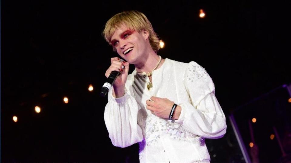 Jake Wesley Rogers performs at Justin Tranter And GLAAD Present “BEYOND” Spirit Day Concert on October 19, 2022 in Los Angeles, California.