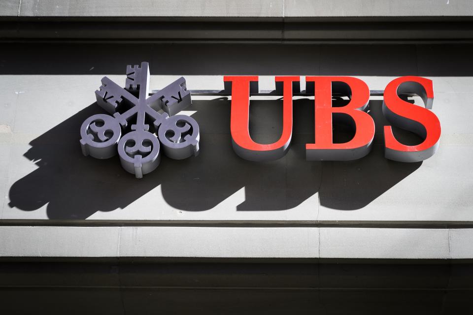 A sign of Swiss banking giant UBS is seen on a branch in Bern on April 25, 2019 in Bern. - UBS said today that revenue and profits both slid in the first quarter when a chill ran through the global economy and markets, but its performance beat analyst expectations. (Photo by Fabrice COFFRINI / AFP)        (Photo credit should read FABRICE COFFRINI/AFP/Getty Images)