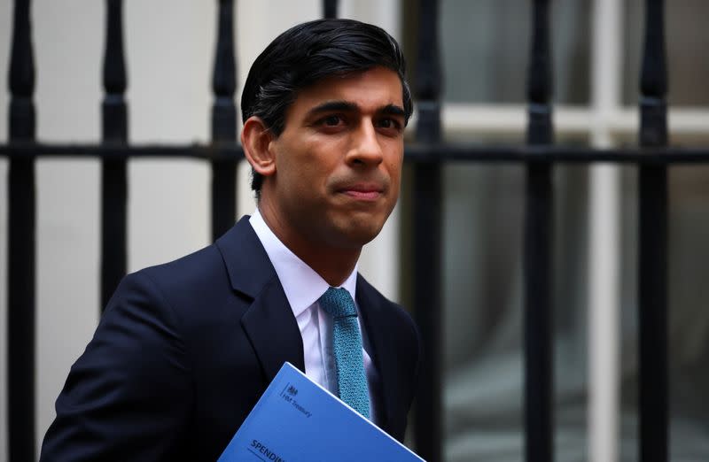 Britain's Chancellor of the Exchequer Sunak outside Downing Street, in London