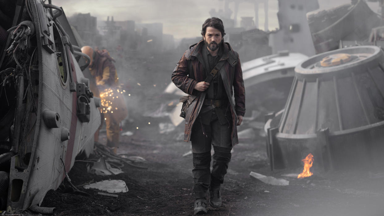  Cassian Andor walks through a scrapyard in his self-titled Star Wars Disney Plus show. 