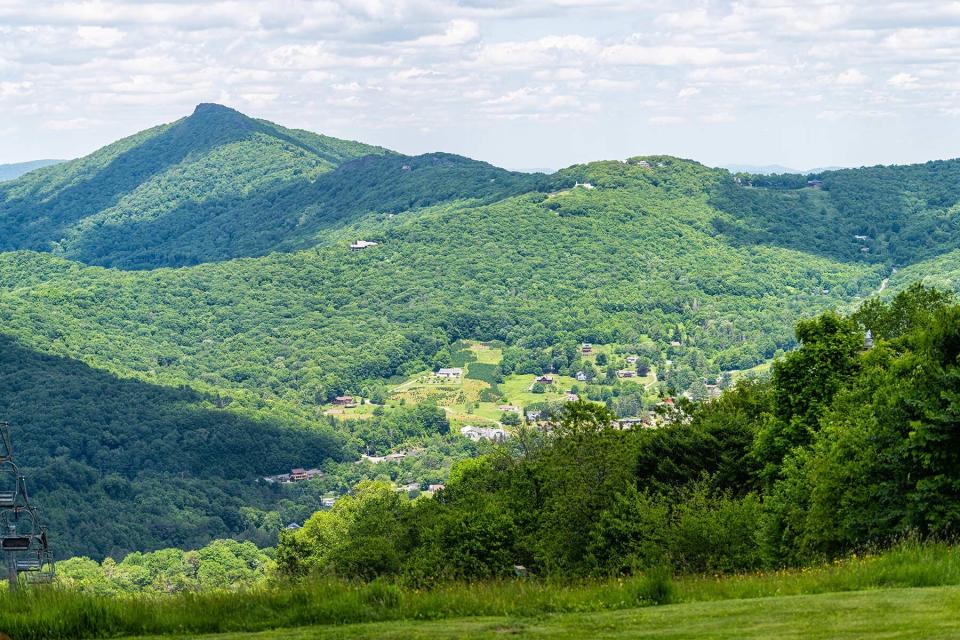 Sugar Mountain ski resort town view of Beech mountain, North Carolina