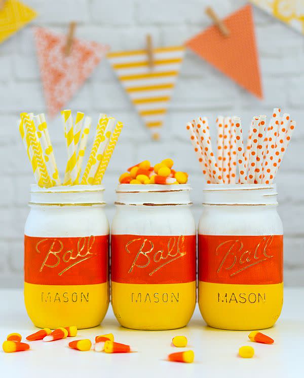 Candy Corn Mason Jars