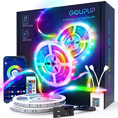 GUPUP 100 FT LED Strip, Rope Lights,Bluetooth APP Control,Color Changing Strip Lights sync with…