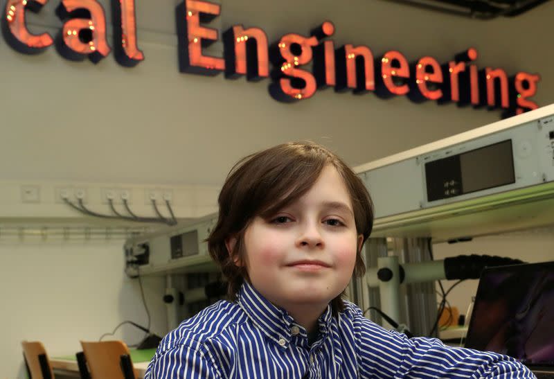 FILE PHOTO: Nine-year-old Belgian student Laurent Simons at the University of Technology in Eindhoven