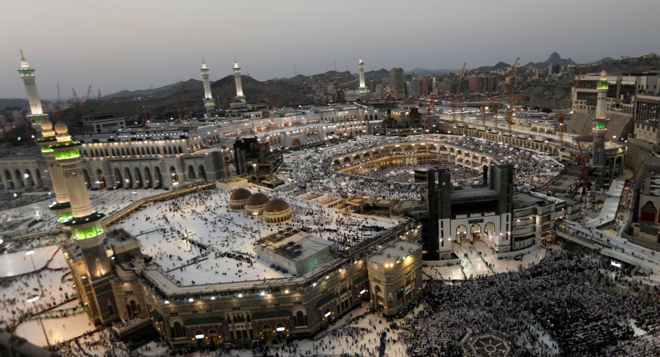 Muslims pray at the Grand mosque