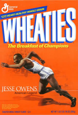 Jesse Owens on the Wheaties box.