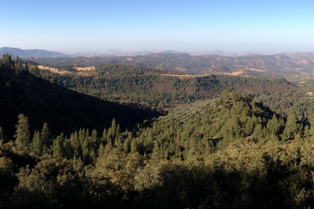 overlook on California State Route 180 near the southwestern edge of Giant Sequoia National Monument