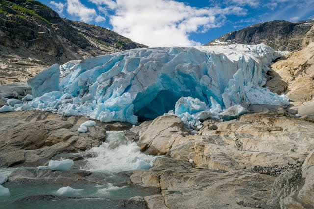 Nigardsbreen Glacier ice cave and river