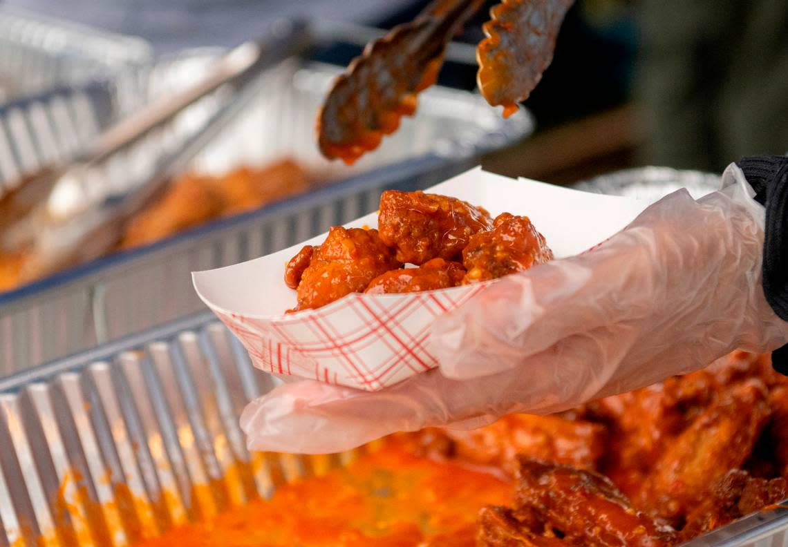 An order of hot chili garlic wings from the American Legion Post 245 during the finals for WingFest at Tussey Mountain on Thursday, Aug. 4, 2022.