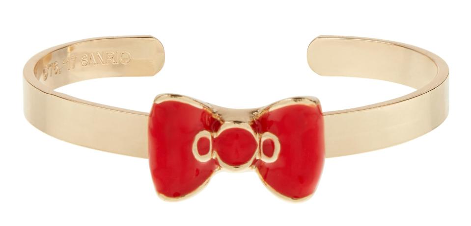 <p><a rel="nofollow noopener" href="http://www.asos.com/asos/hello-kitty-x-asos-bow-cuff-bracelet/prd/8690077?" target="_blank" data-ylk="slk:Hello Kitty X ASOS Bow Cuff Bracelet, £8;elm:context_link;itc:0;sec:content-canvas" class="link ">Hello Kitty X ASOS Bow Cuff Bracelet, £8</a></p>