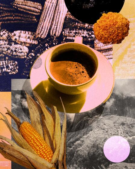 Collage of atole and a coffee drink