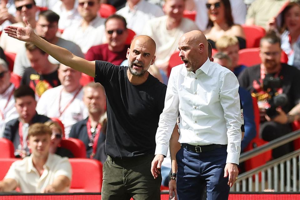 Pep Guardiola and Erik ten Hag have competed for Manchester supremacy over the past couple of seasons  (The FA via Getty Images)